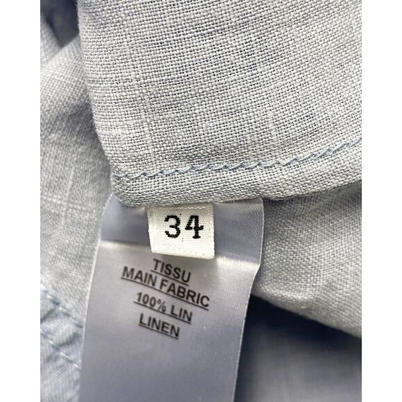 Balmain Shirt with Adjustable Sleeves with Pockets in Blue Linen - Picture 9 of 9